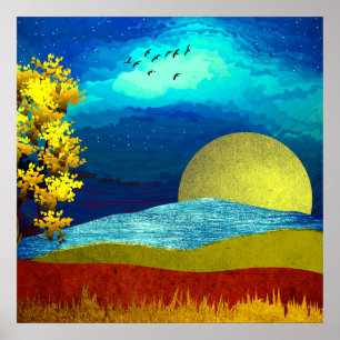 Flytande himmel landskap poster