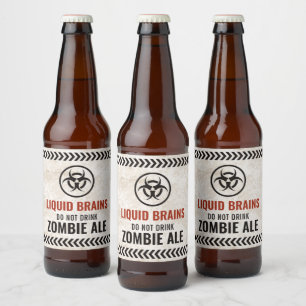 Flytande hjärnor zombie-etiketter för Halloween Ölflaska Etikett