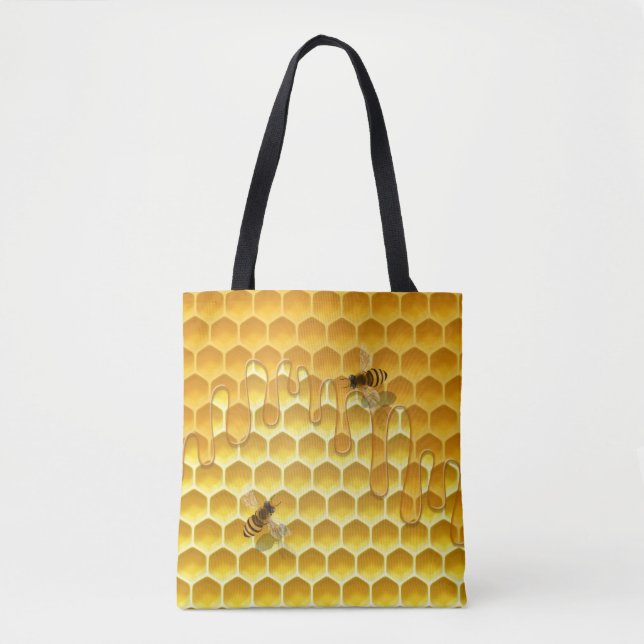 Flytande honungsbin på Anpassadet Golden Honeycomb Tygkasse (Framsida)