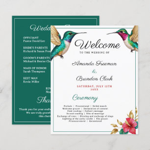 Flytande Hummingbird Red Tropical Flower Bröllop