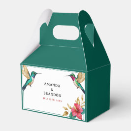 Flytande Hummingbird Red Tropical Flower Bröllop Presentaskar