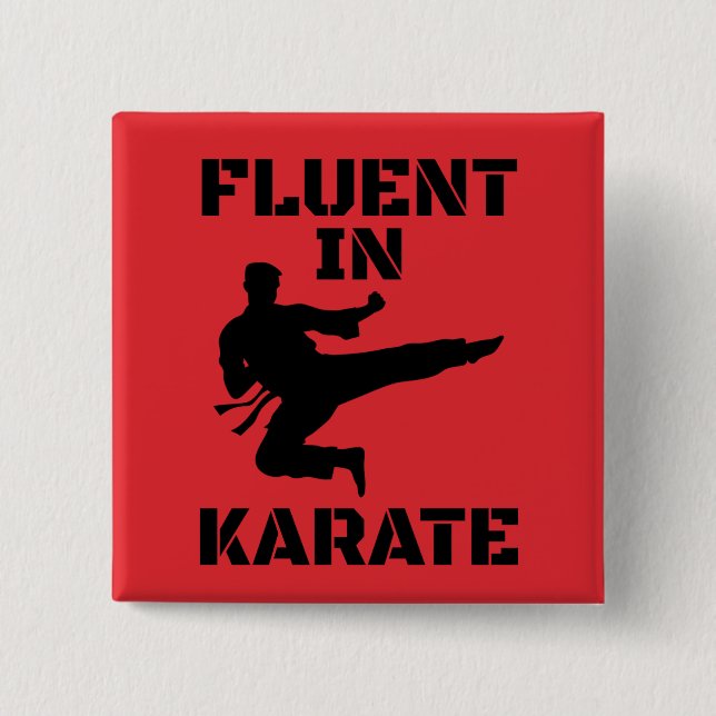Flytande i karate Rolig karate T-shirt Knapp (Framsida)
