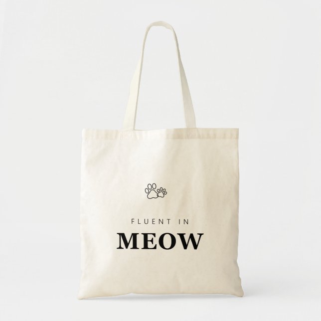 Flytande i Meow Rolig Kattälskare Tassavtryck Tote Tygkasse (Framsidan)