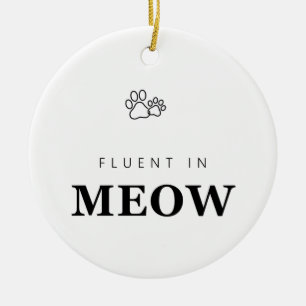Flytande i Meow Roligt Kattälskare Tassavtryck Orn Julgransprydnad Keramik
