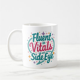 Flytande i vitala tecken och sidoblick Färgrik mug Kaffemugg