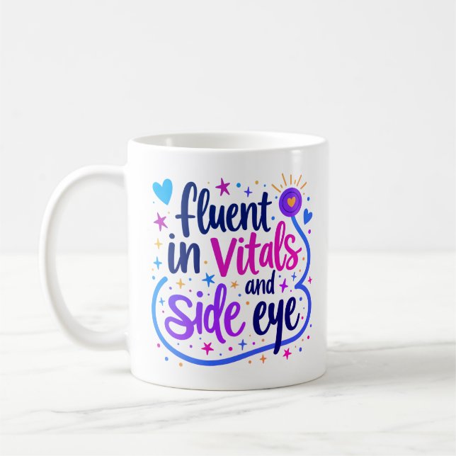 Flytande i vitala tecken och sidoblick Lila sjuksk Kaffemugg (Vänster)