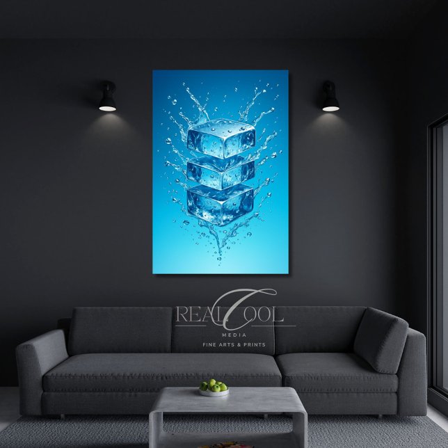 Flytande Ice Cube Stänk - Dynamic Digital Art Poster (Skapare uppladdad)