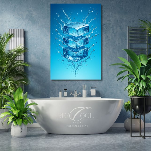 Flytande Iskub Splash – Dynamisk Digital Konst Canvastryck (Skapare uppladdad)