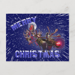 Flytande Jultomten Red Nposed Reindeer Helg Vykort