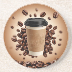 Flytande kaffekopp med kaffebönor underlägg