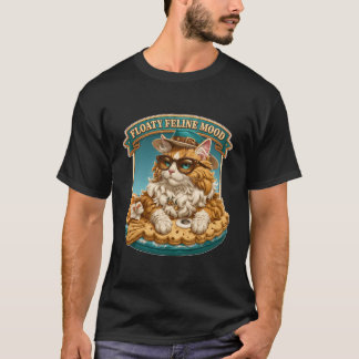 Flytande kattlynne Cool Cat på sommarpoolflotte T Shirt