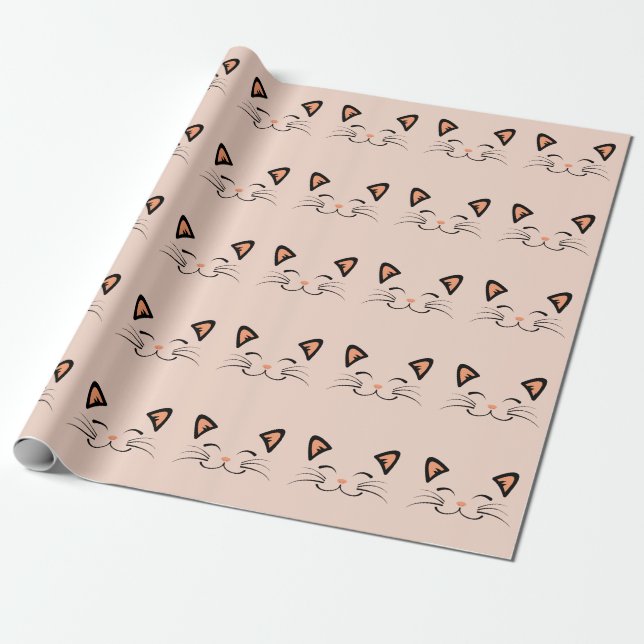 Flytande kattunge katt ansikte mönster  presentpapper (Utrullad)