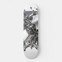 Flytande krom skateboard - Spegel Silver Metall