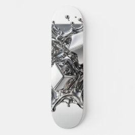 Flytande krom skateboard - Spegel Silver Metall