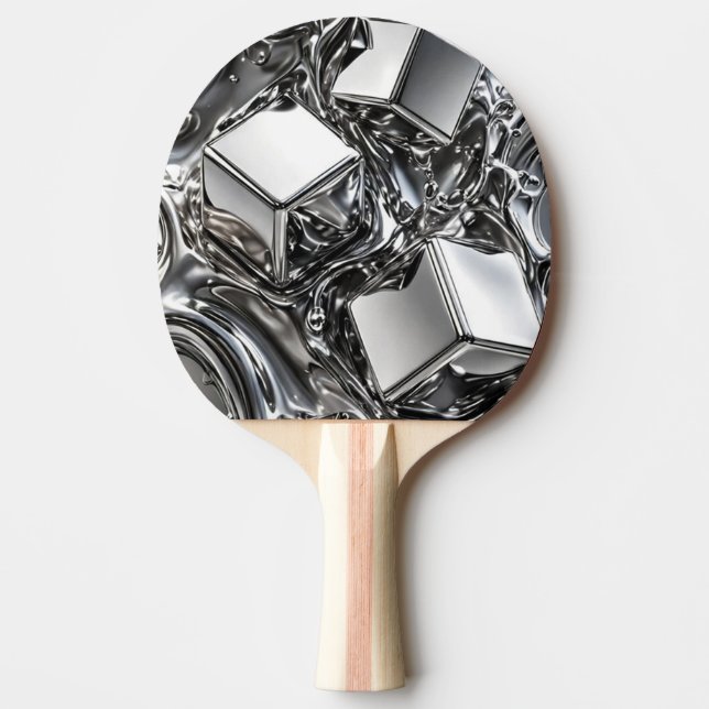 Flytande krom skateboard - Spegel Silver Metall Pingisracket (Framsidan)