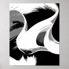 Flytande kurvor i svart, vitt och grått poster