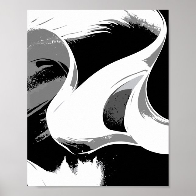 Flytande kurvor i svart, vitt och grått poster (Framsidan)