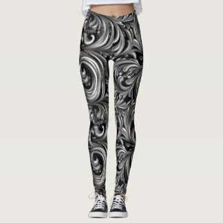 Flytande legans - Metallisk, svart mönster Leggings