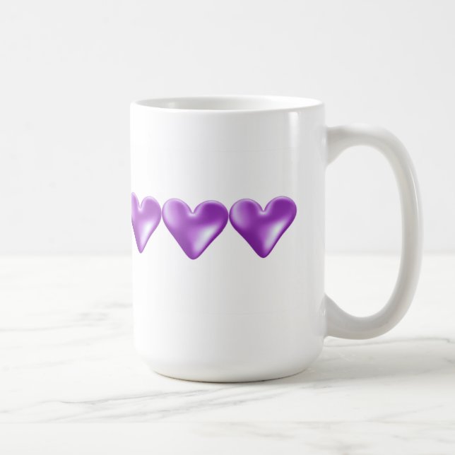 Flytande lila hjärtan kaffemugg (Höger)