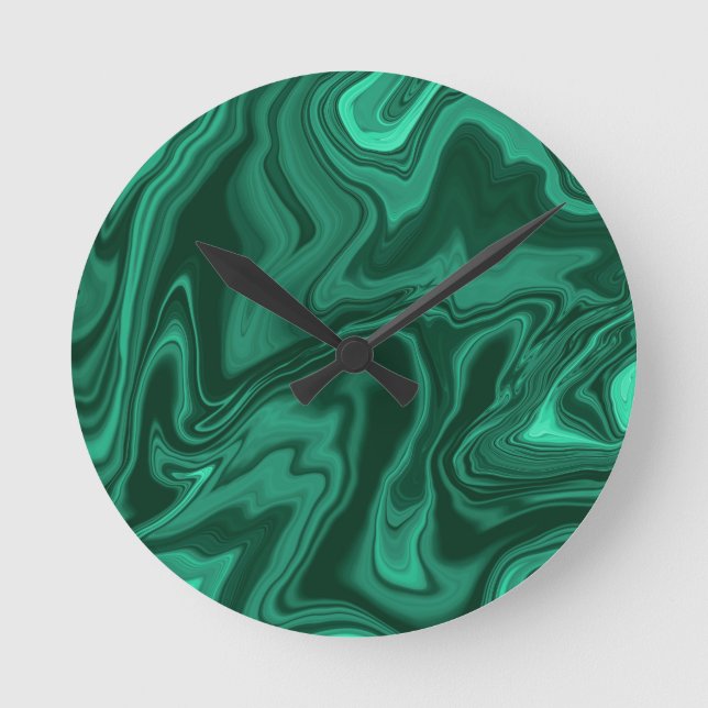 Flytande malachit Dream #2 #gem #decor #art Rund Klocka (Framsida)