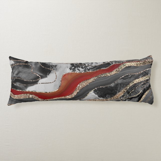 Flytande marble Agate Glitter Glam #13 Faux Glitte Kroppskudde (Framsidan)