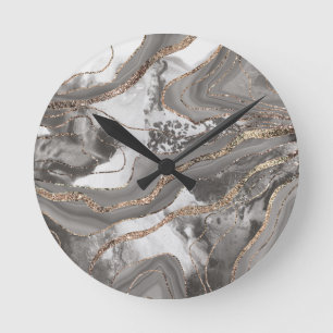 Flytande marble Agate Glitter Glam #4 (Faux Glitte Rund Klocka