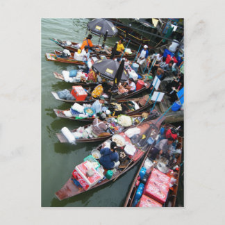 Flytande marknad i Amphawa, Thailand Vykort