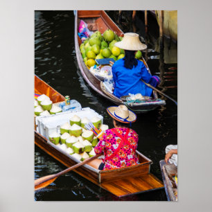 Flytande marknad i Bangkok Poster