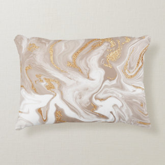 Flytande marmor av elegant beige med gyllene glitt prydnadskudde