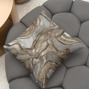 Flytande marmor - pärlor och guld kudde