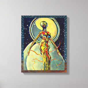 Flytande Metall Alien Abstrakt Celestial original Canvastryck