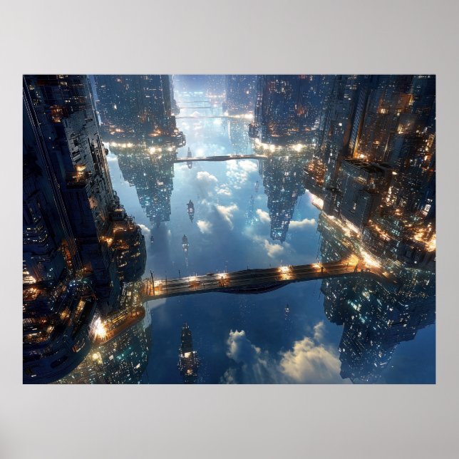 Flytande metropol i himlen poster (Framsidan)