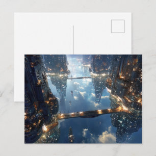 Flytande metropol i himlen vykort