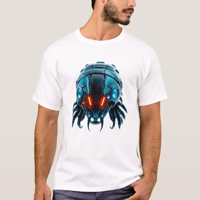 Flytande Neon Robotic Centipede Ansikte T Shirt (Framsida)