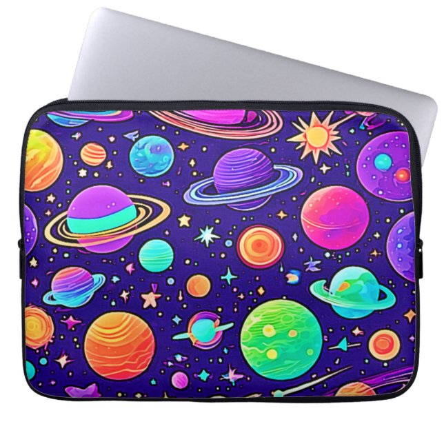 Flytande nyanser: Planets & Stars Laptop Fodral (Framsidan)