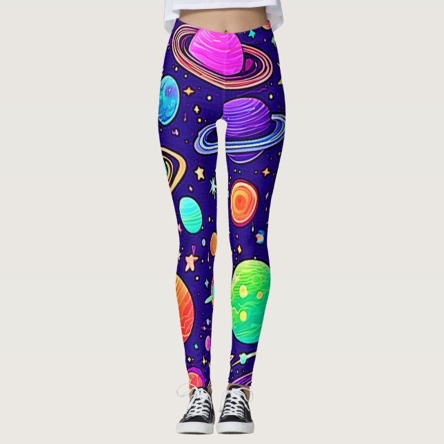 Flytande nyanser: Planets & Stars Leggings (Framsida)