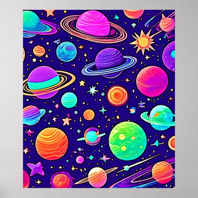 Flytande nyanser: Planets & Stars Poster (Framsidan)