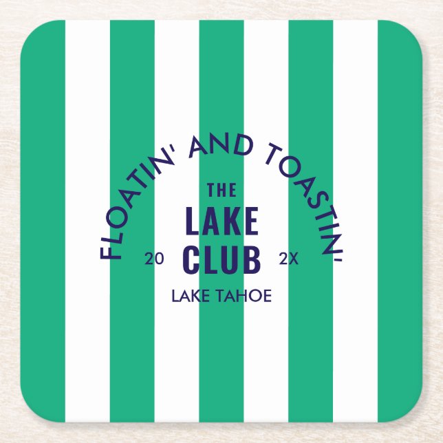 Flytande och skålning Lake Club GreenStripe Underlägg Papper Kvadrat (Framsidan)