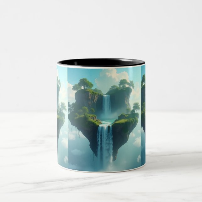 Flytande ön Fantasy Mugg - Whimsisk natur Ar (Center)