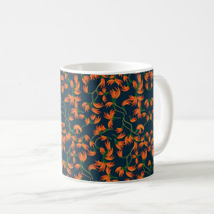 Flytande orange blomster mönster kaffemugg