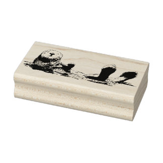 Flytande Otter New Mounted Rubber Frimärke Stämpel