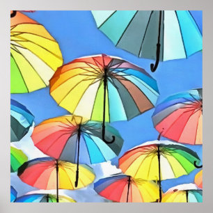 Flytande paraplykonst Himlar Whimsical Parasols Ar Poster
