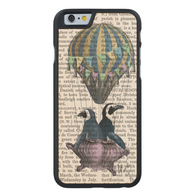 Flytande Penguins Carved Wood iPhone Skal (Baksidan)