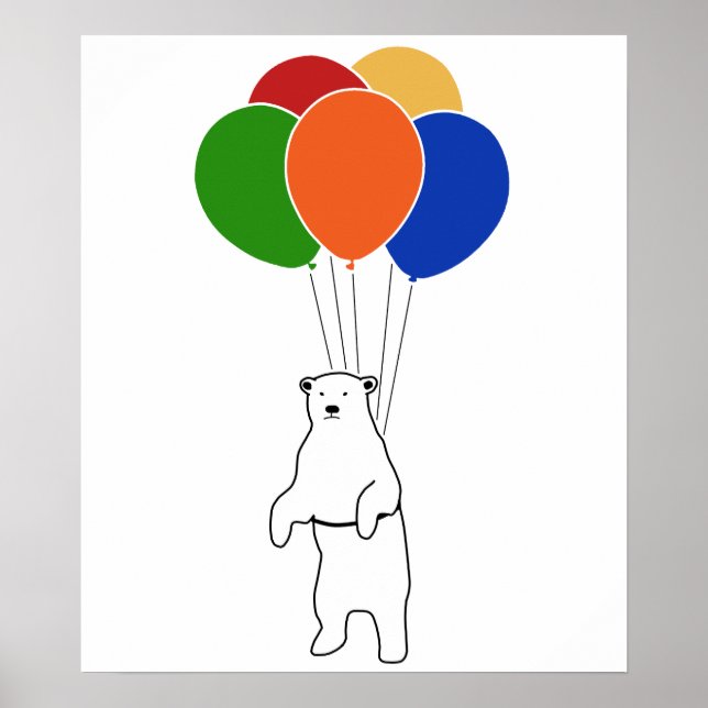 Flytande Polar med födelsedagsballonger Poster (Framsidan)