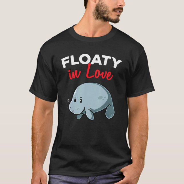 Flytande potatis i Kärlek Manatee Knubbig Sjöjungf T Shirt (Framsida)