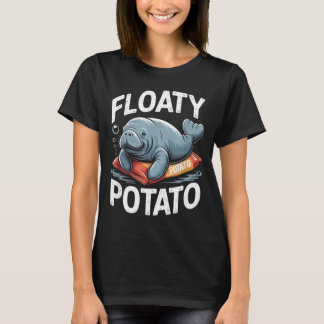 Flytande potatis manat rolig sjöko ocean djur L T Shirt