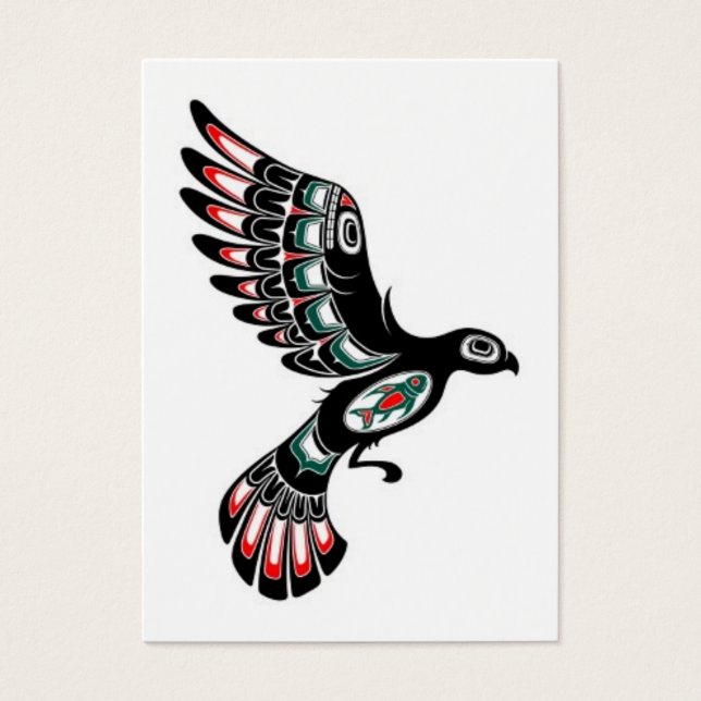 Flytande Red och Black Haida Spirit Bird, vitt Visitkort (Framsidan)