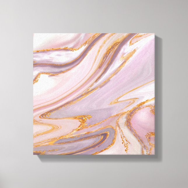 Flytande Ro Marble och guld Canvastryck (Framsida)