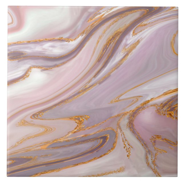 Flytande Ro Marble och guld Kakelplatta (Framsidan)