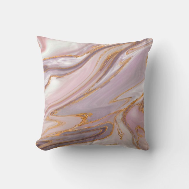 Flytande Ro Marble och guld Kudde (Framsida)